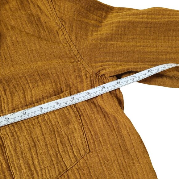 Universal Thread Long Sleeve Oversized Button Up Shirt Womens S Mustard Tan - Picture 7 of 8